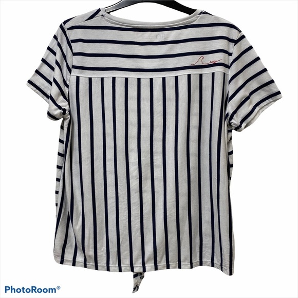ROXY Short Sleeve Stripe Tie Front T-Shirt - Picture 2 of 4